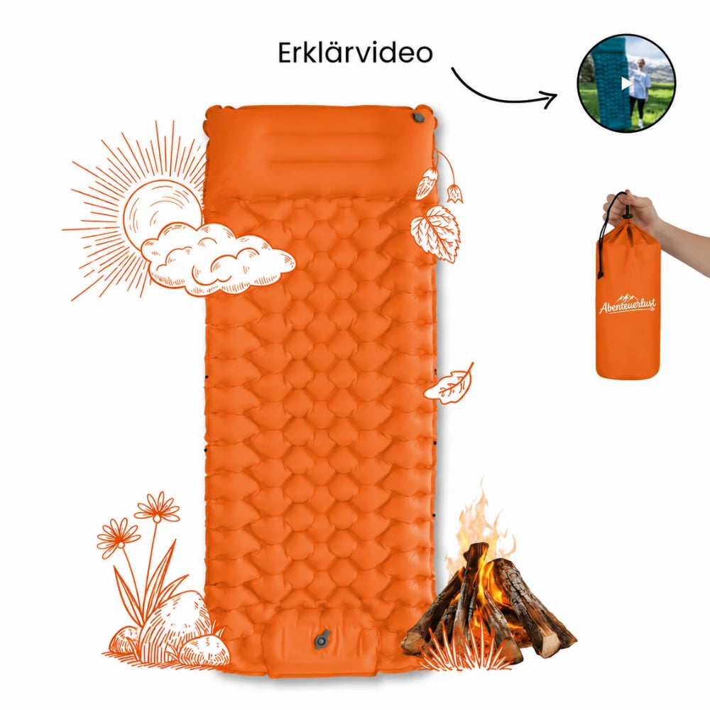 Ultraleichte & kompakte Isomatte - perfekt für unterwegs - Orange